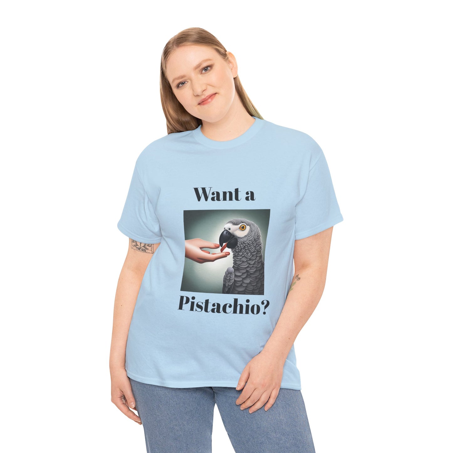 African Grey Want A Pistachio Unisex Heavy Cotton Tee