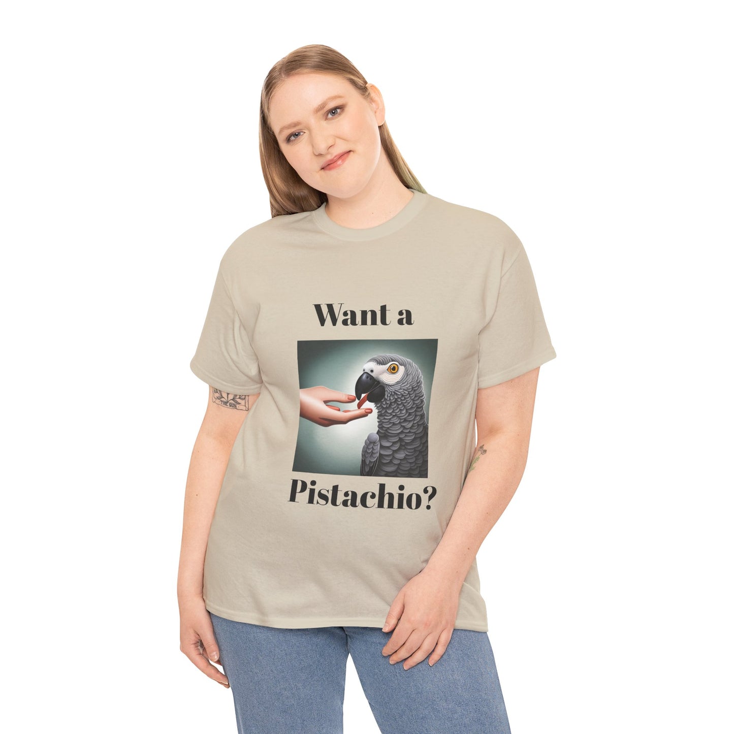 African Grey Want A Pistachio Unisex Heavy Cotton Tee