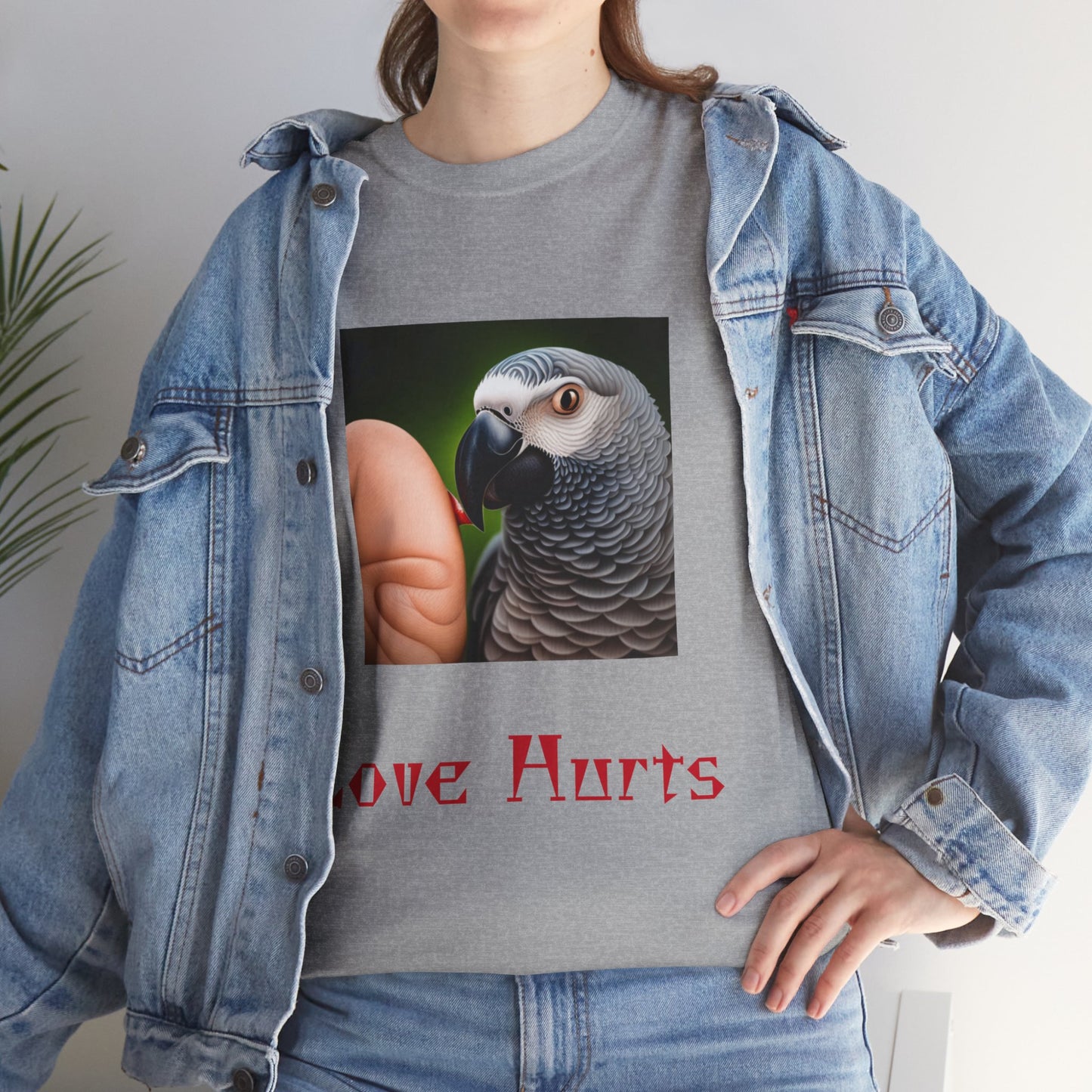 African Grey Love Hurts Unisex Heavy Cotton Tee