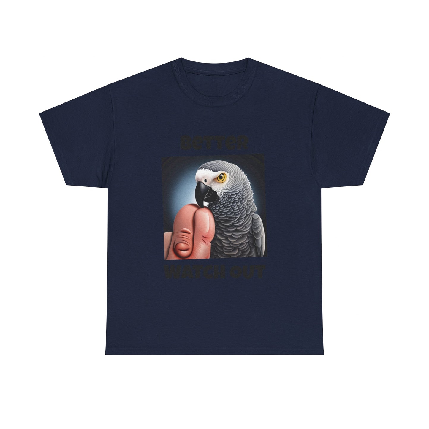 African Grey "Watch Out" Unisex Heavy Cotton Tee