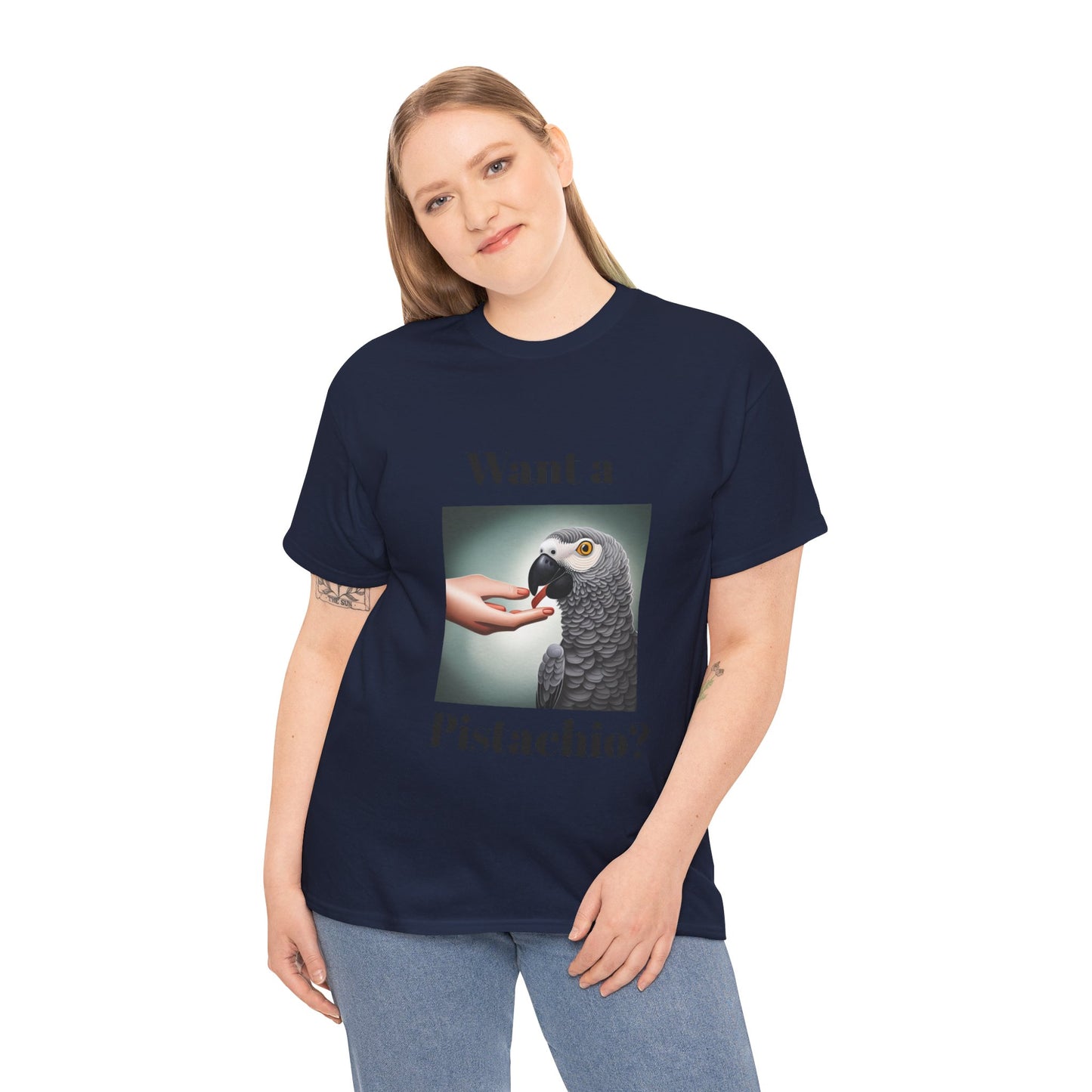 African Grey Want A Pistachio Unisex Heavy Cotton Tee