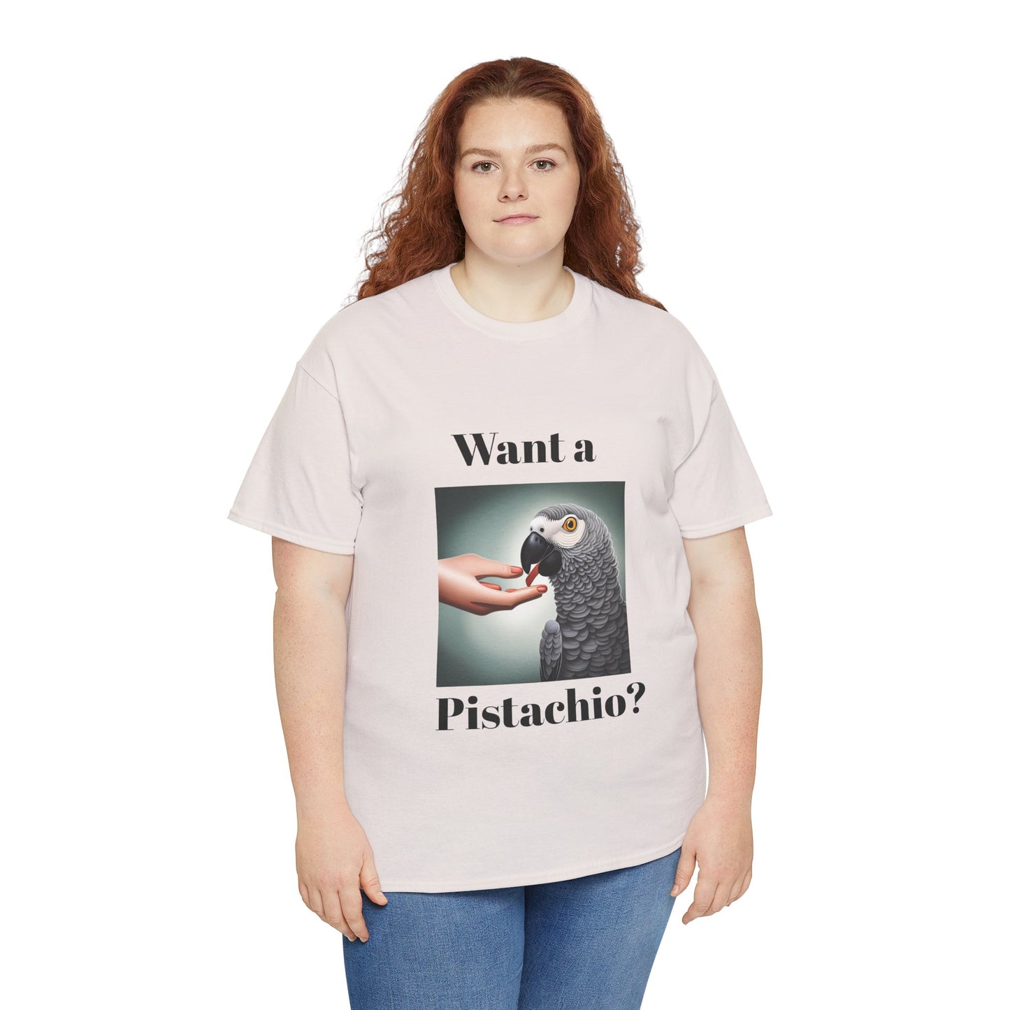 African Grey Want A Pistachio Unisex Heavy Cotton Tee