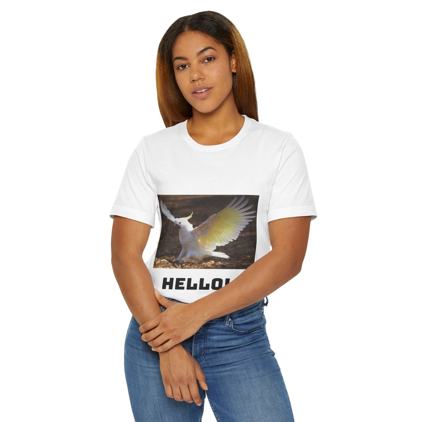 Umbrella Cockatoo Hello Unisex Jersey T-Shirt