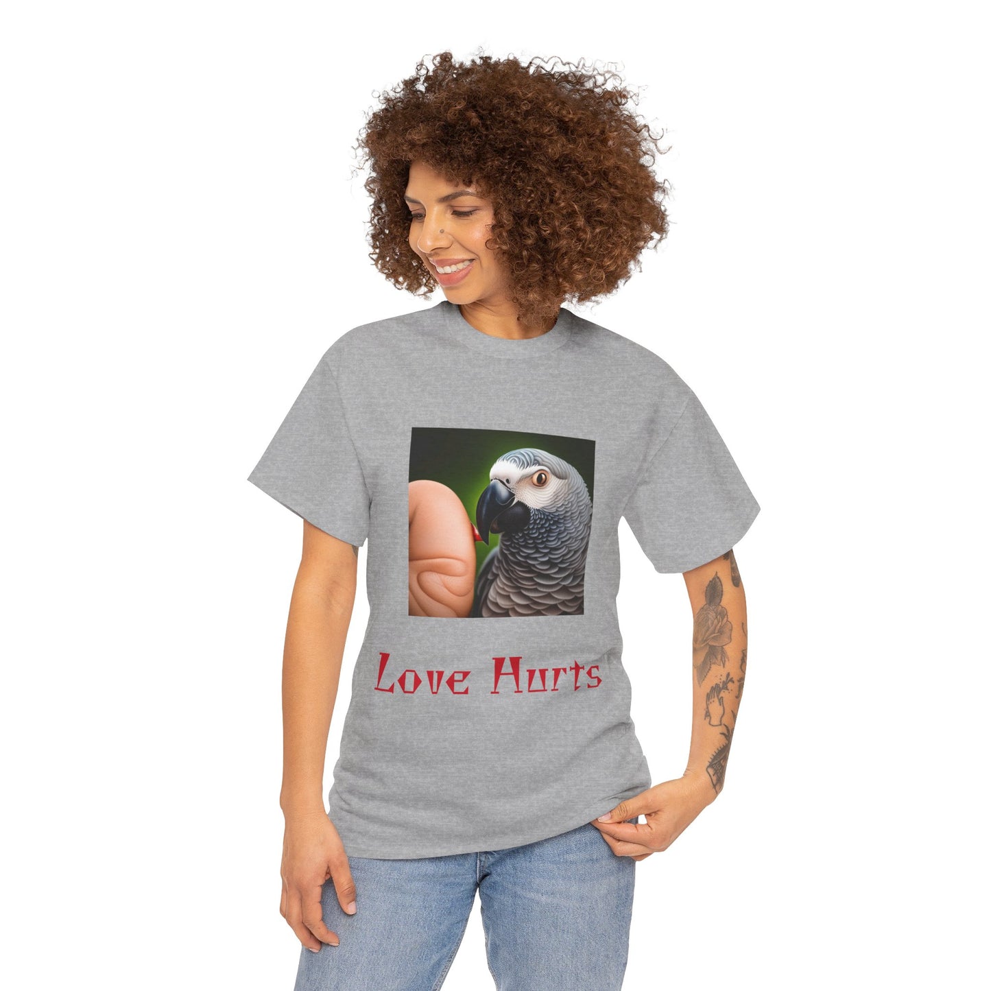 African Grey Love Hurts Unisex Heavy Cotton Tee