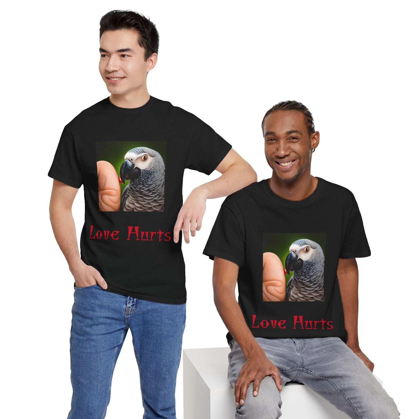 African Grey Love Hurts Unisex Heavy Cotton Tee