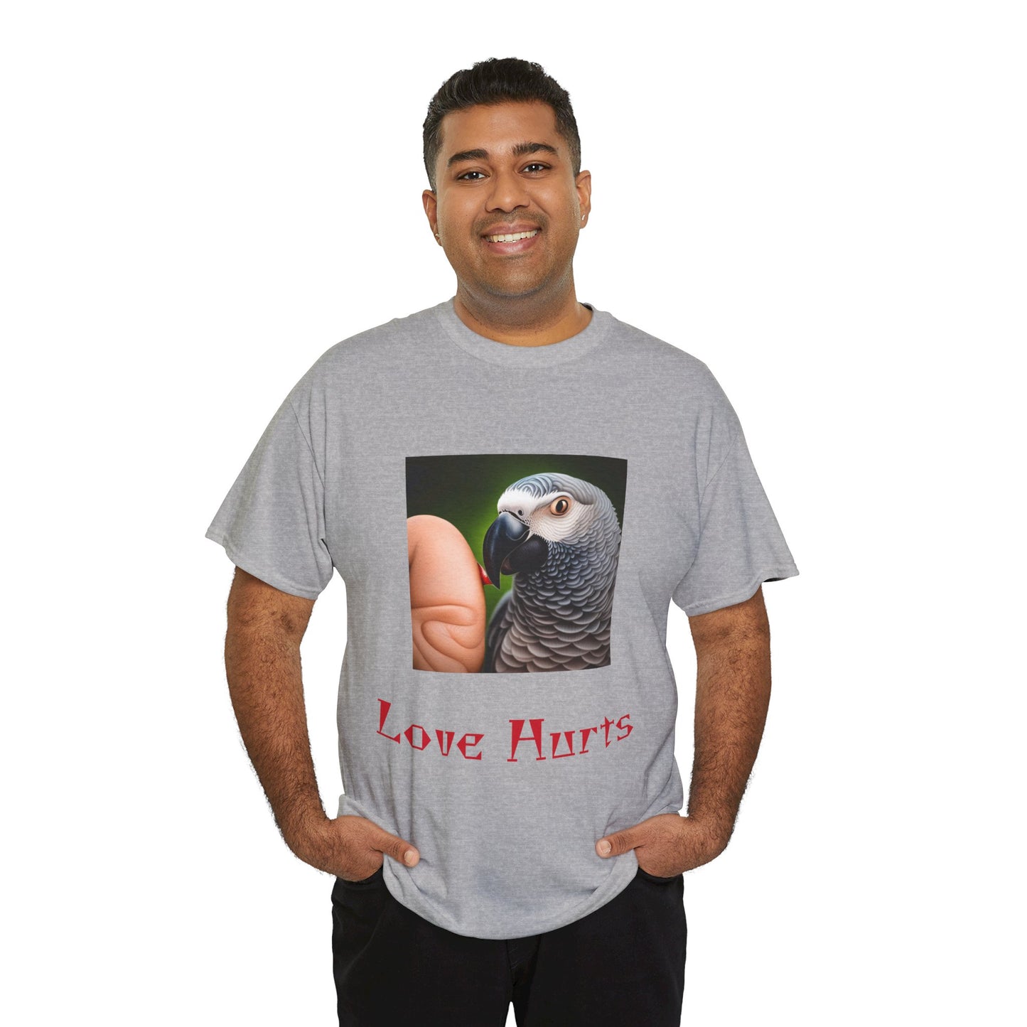 African Grey Love Hurts Unisex Heavy Cotton Tee