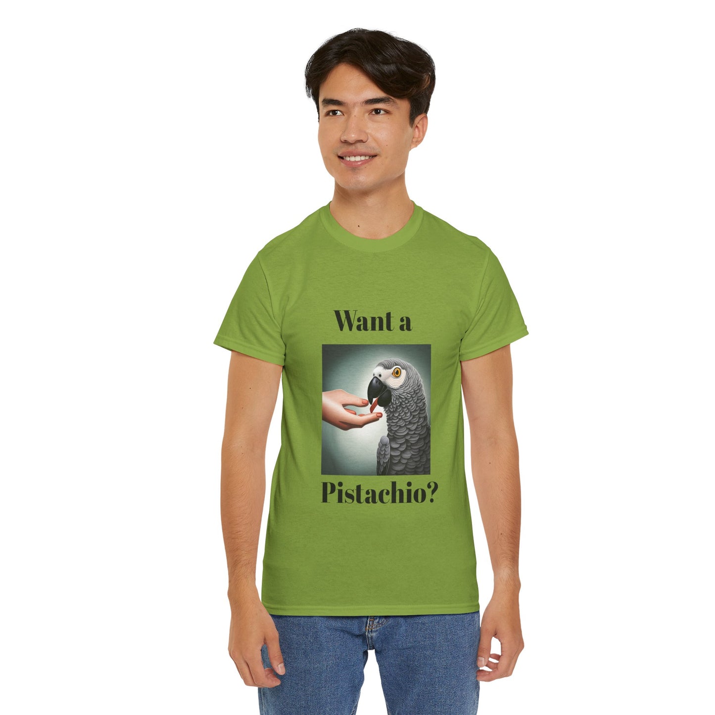 African Grey Want A Pistachio Unisex Heavy Cotton Tee