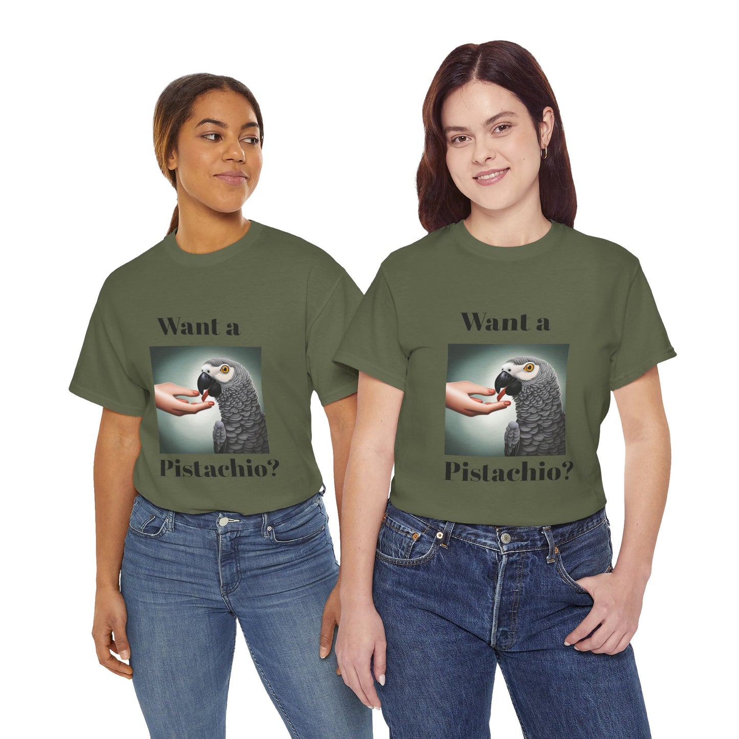 African Grey Want A Pistachio Unisex Heavy Cotton Tee