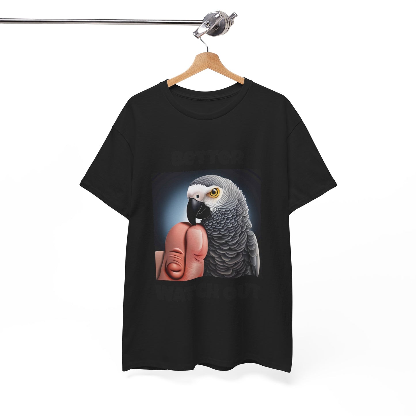 African Grey "Watch Out" Unisex Heavy Cotton Tee