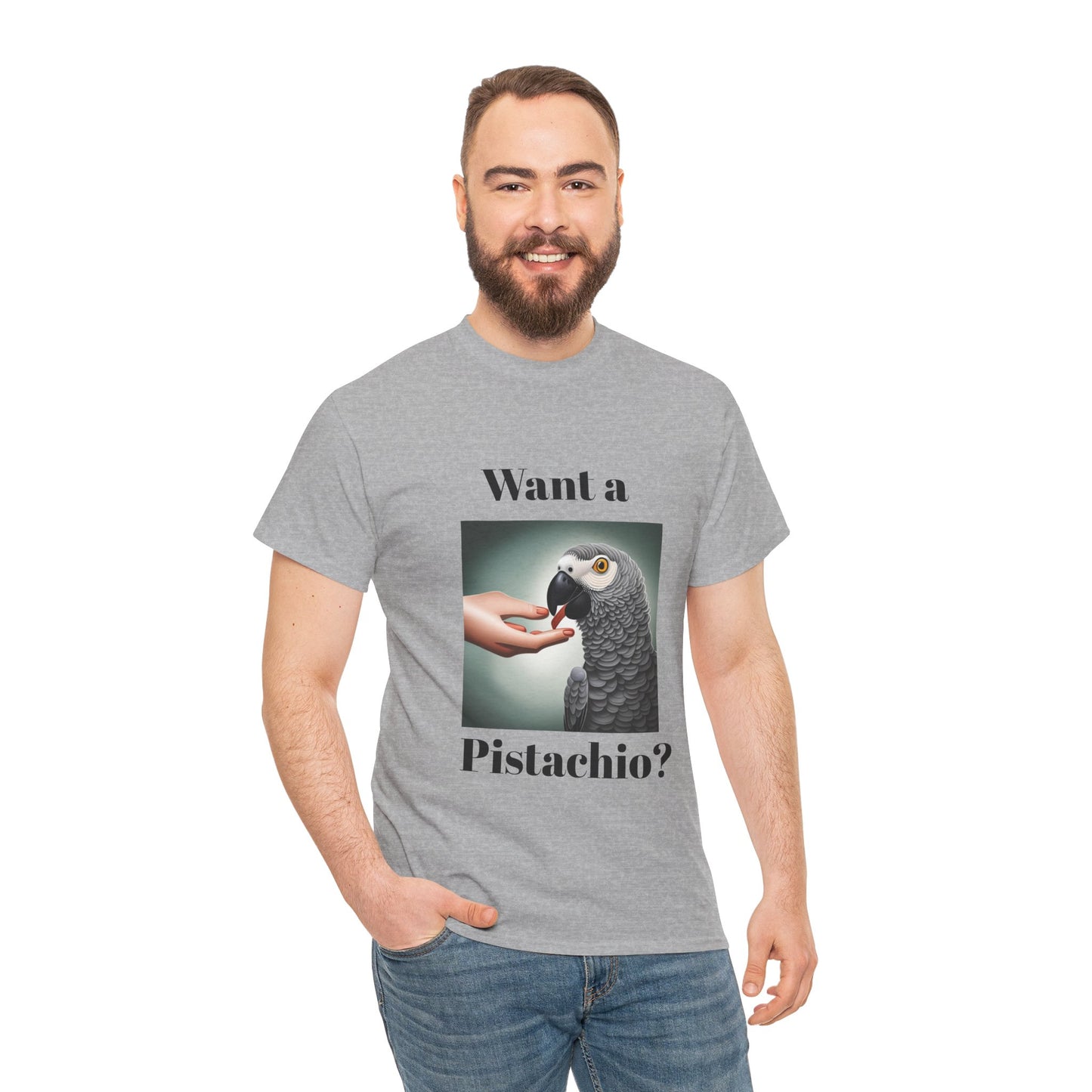 African Grey Want A Pistachio Unisex Heavy Cotton Tee