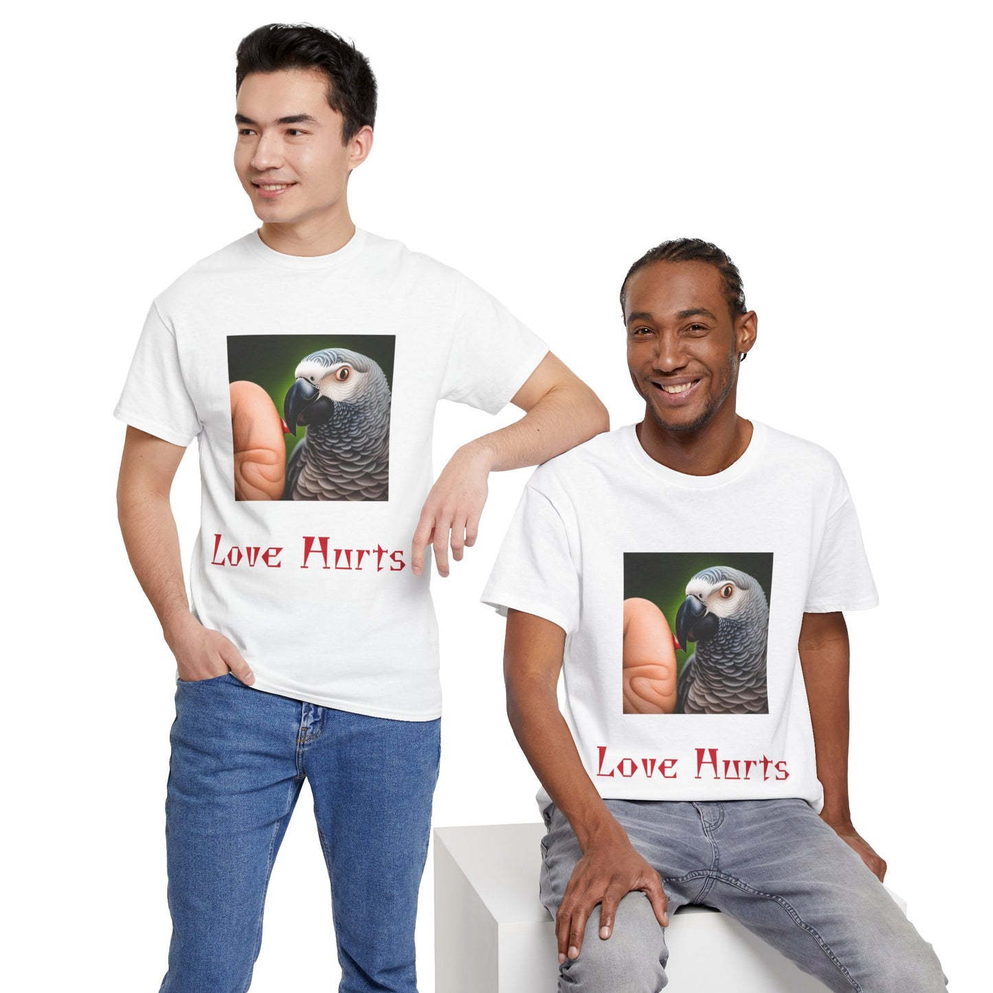 African Grey Love Hurts Unisex Heavy Cotton Tee