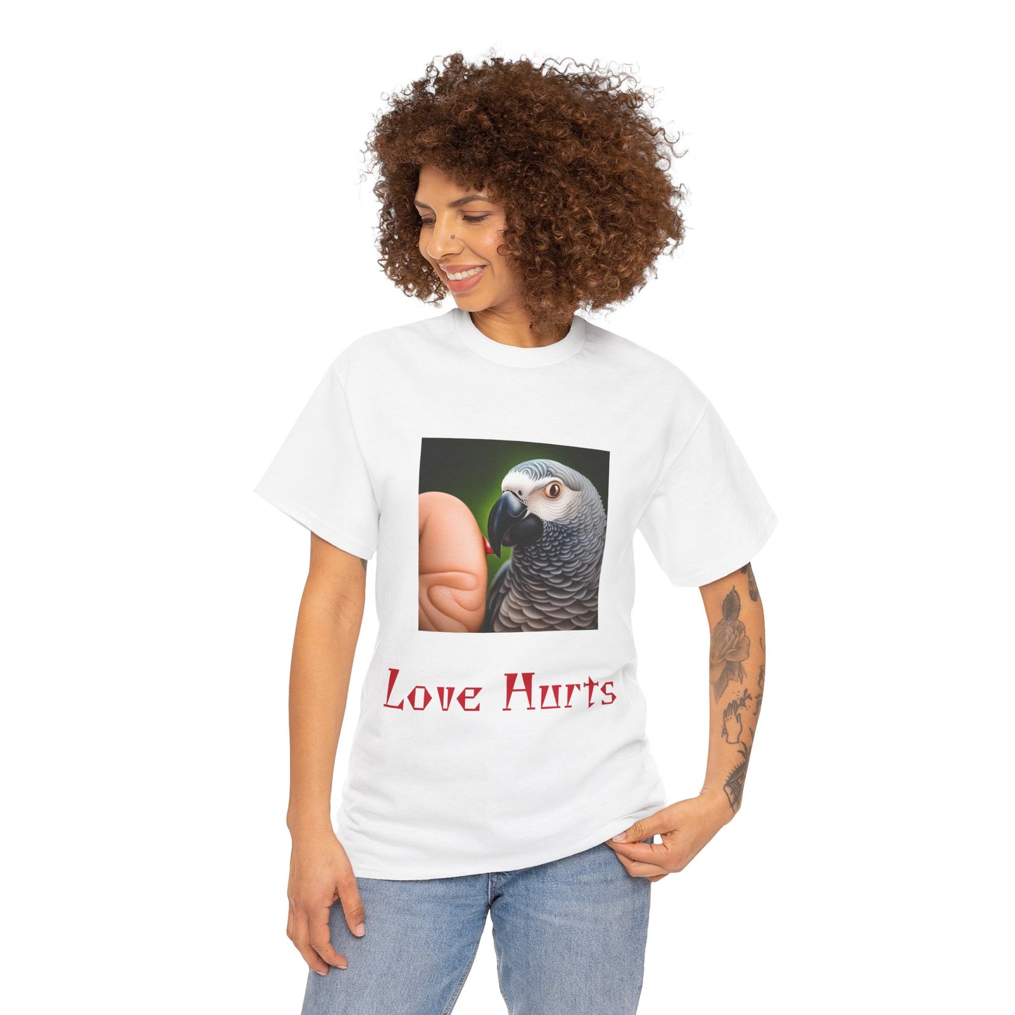 African Grey Love Hurts Unisex Heavy Cotton Tee