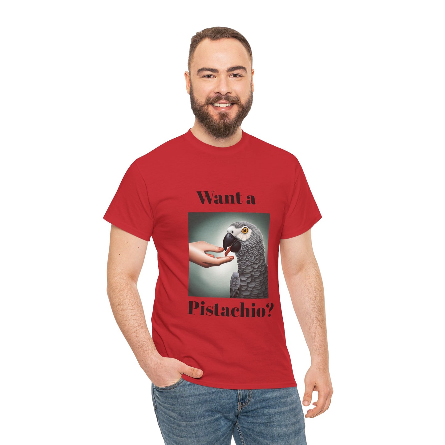 African Grey Want A Pistachio Unisex Heavy Cotton Tee