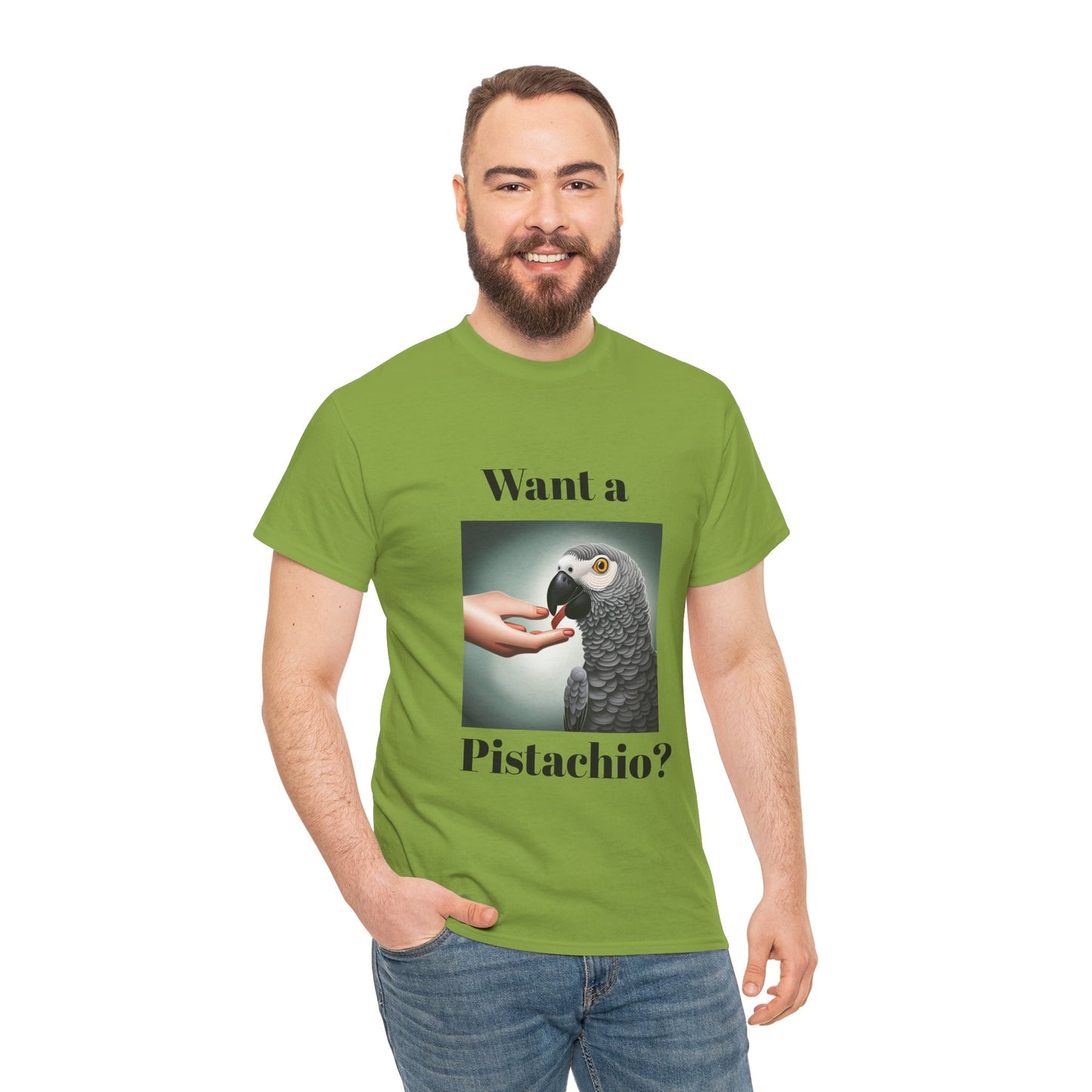 African Grey Want A Pistachio Unisex Heavy Cotton Tee