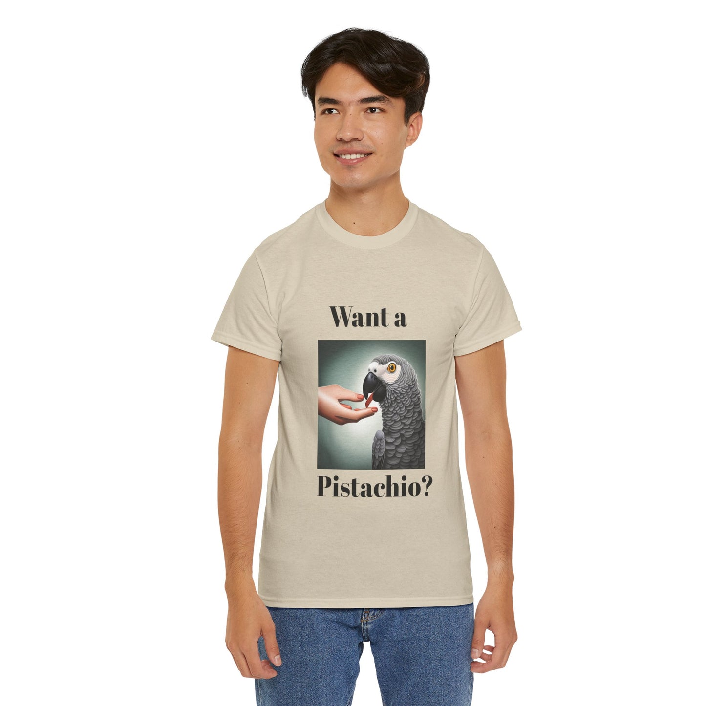 African Grey Want A Pistachio Unisex Heavy Cotton Tee