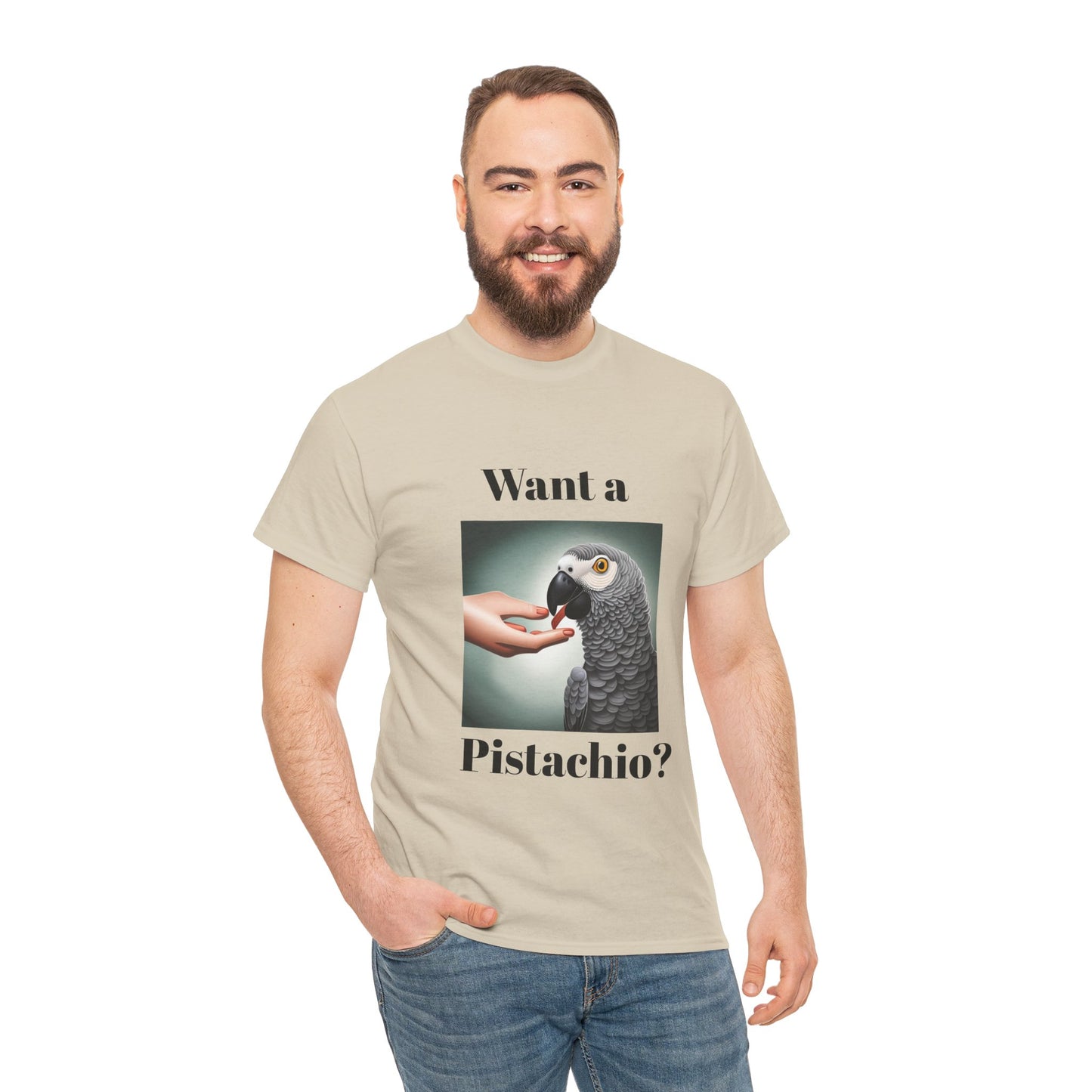 African Grey Want A Pistachio Unisex Heavy Cotton Tee