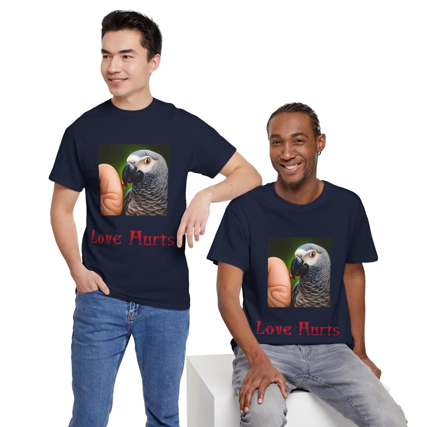 African Grey Love Hurts Unisex Heavy Cotton Tee