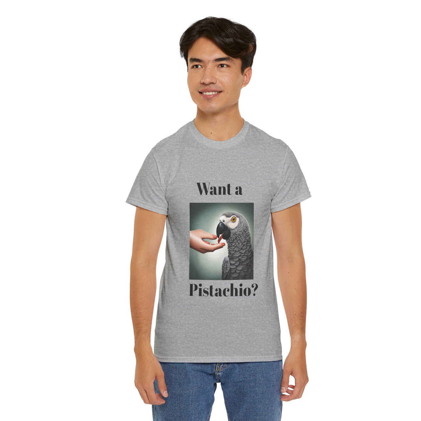 African Grey Want A Pistachio Unisex Heavy Cotton Tee