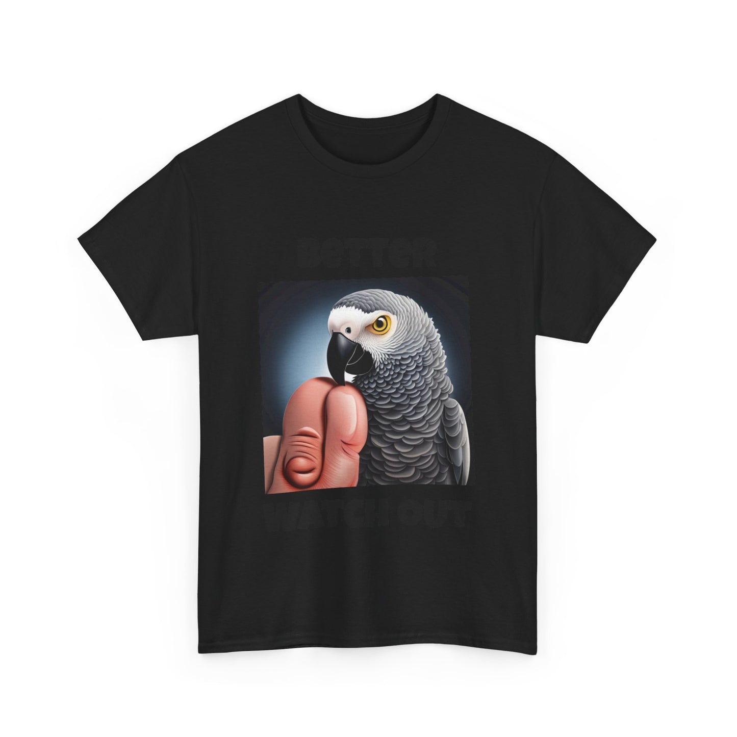 African Grey "Watch Out" Unisex Heavy Cotton Tee