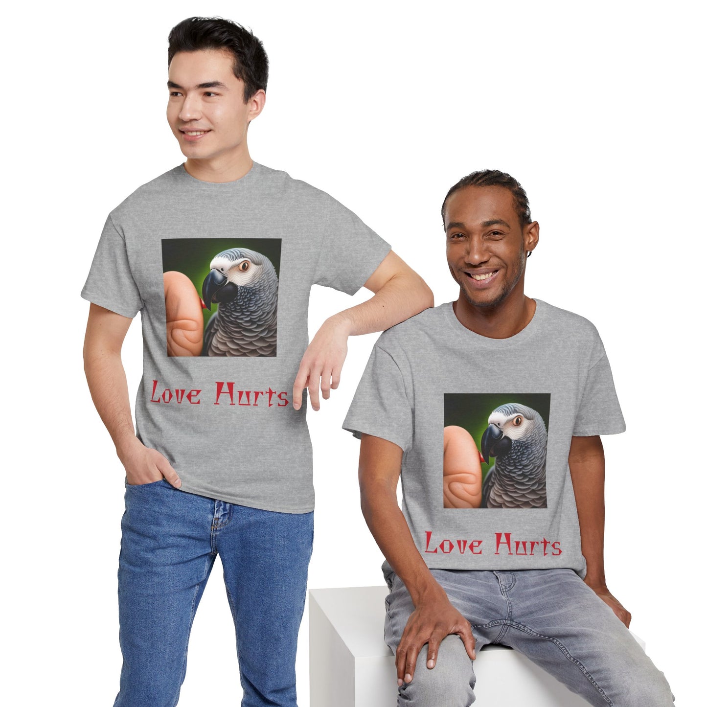 African Grey Love Hurts Unisex Heavy Cotton Tee