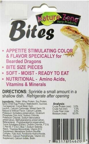 Nature Zone Nutri Bites For Bearded Dragons Soft Moist Food App Stimulation 2 OZ