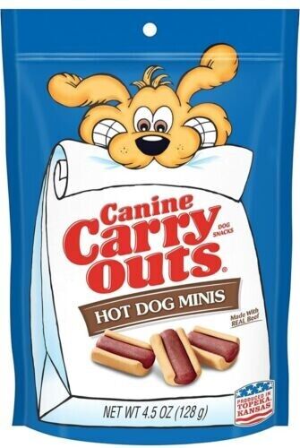 Canine Carry Out Hot Dog Minis Dog Treats Snack 4.5oz Bag Made in USA