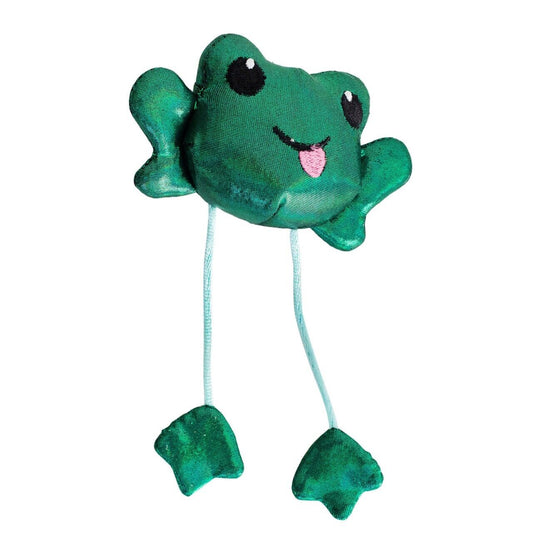 Toss 'N Dangle Frog Catnip Cat Toy Ribbet Sound Touch Activated