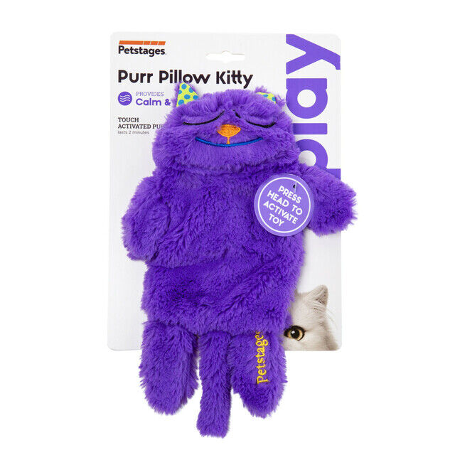 Purr Pillow Kitty Plush Cat Toy Petstages Purple Soft Cloth Cat Purr Sounds