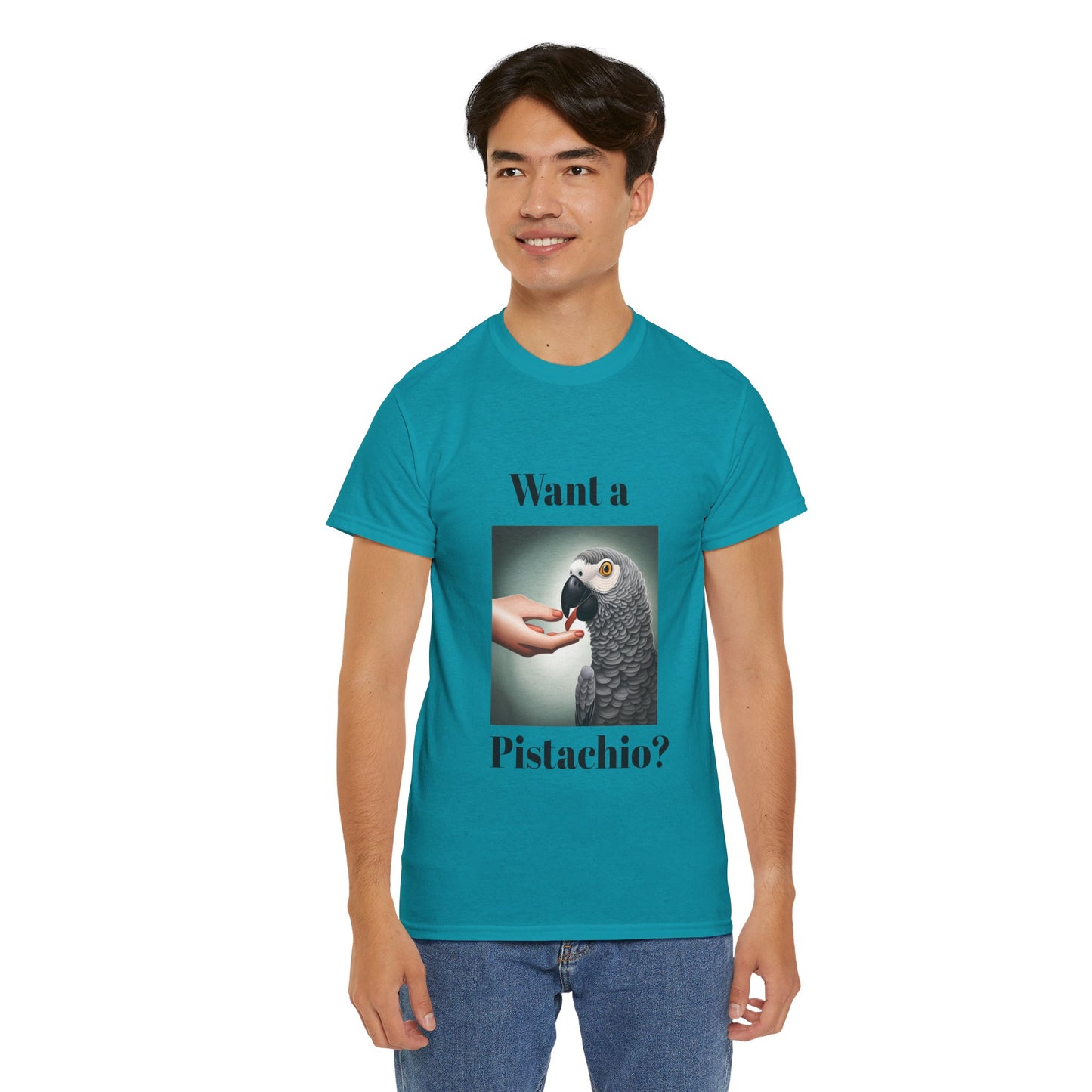 African Grey Want A Pistachio Unisex Heavy Cotton Tee