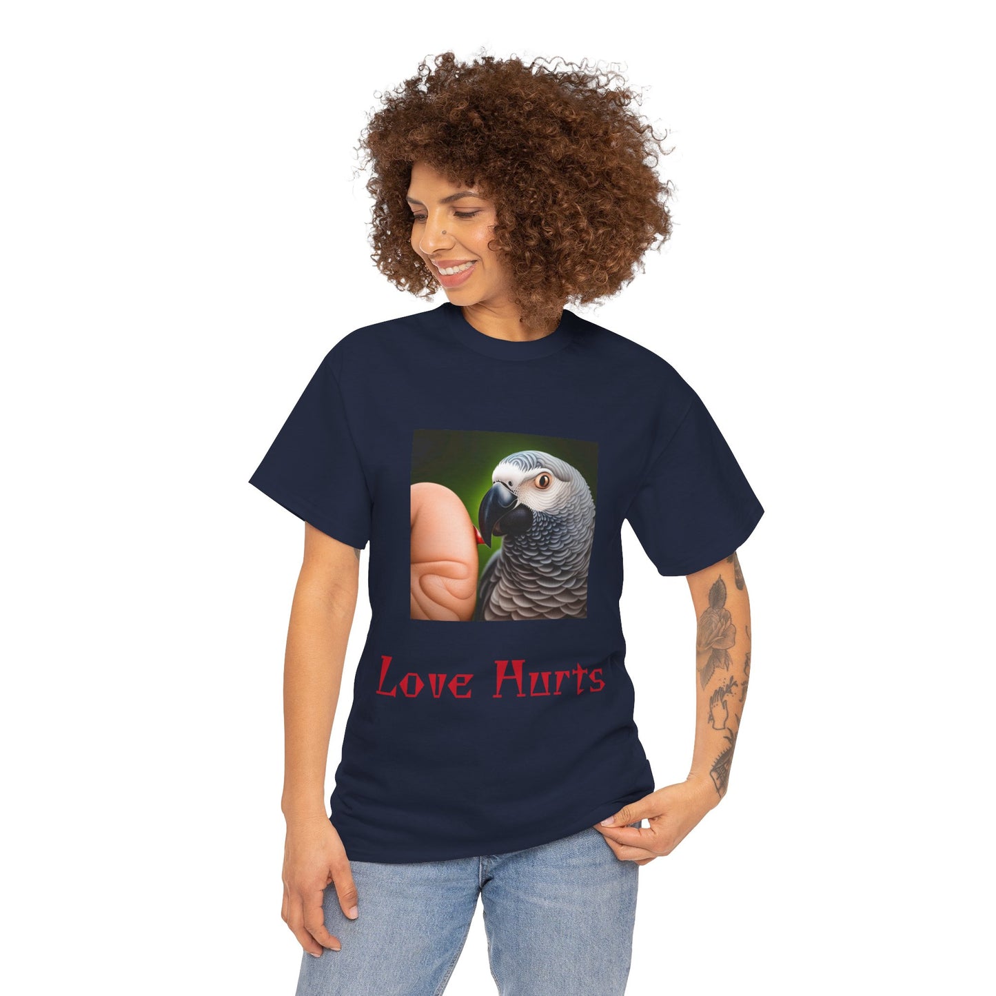 African Grey Love Hurts Unisex Heavy Cotton Tee