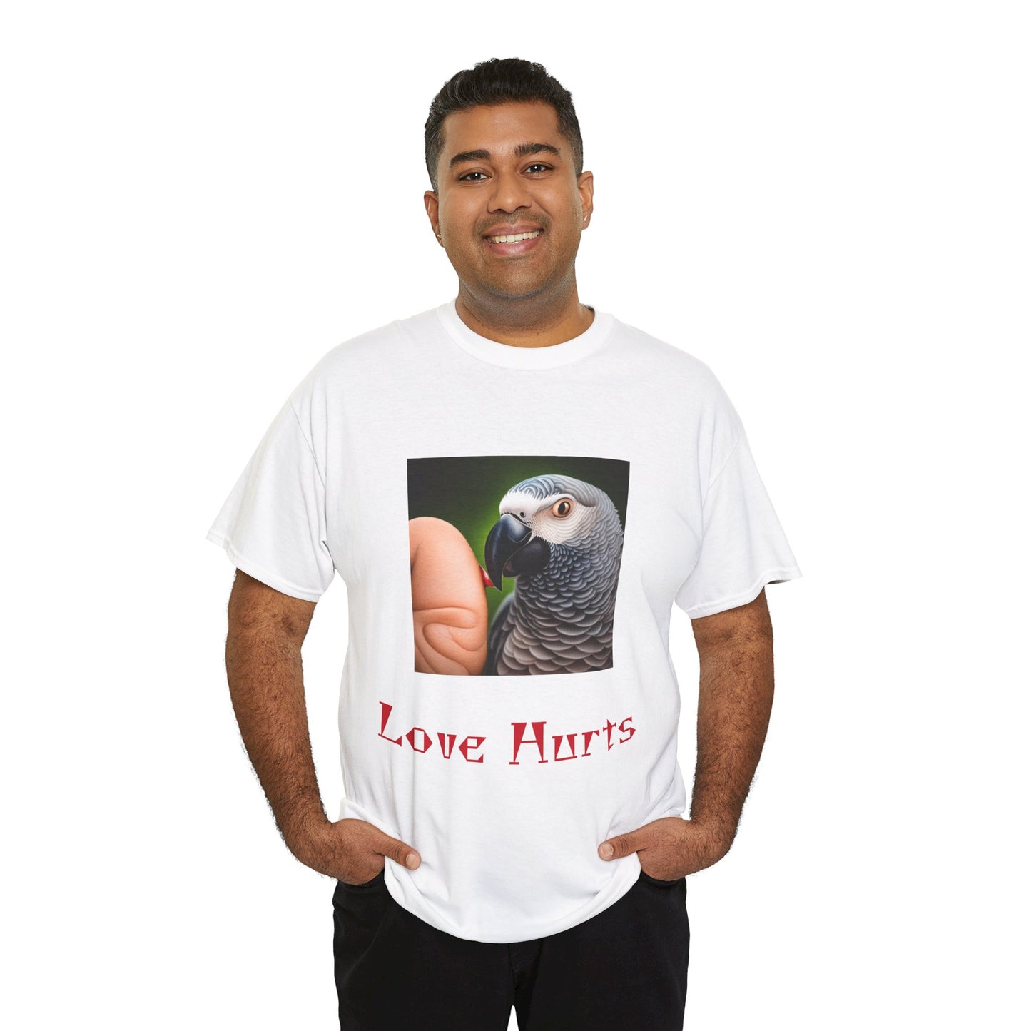 African Grey Love Hurts Unisex Heavy Cotton Tee