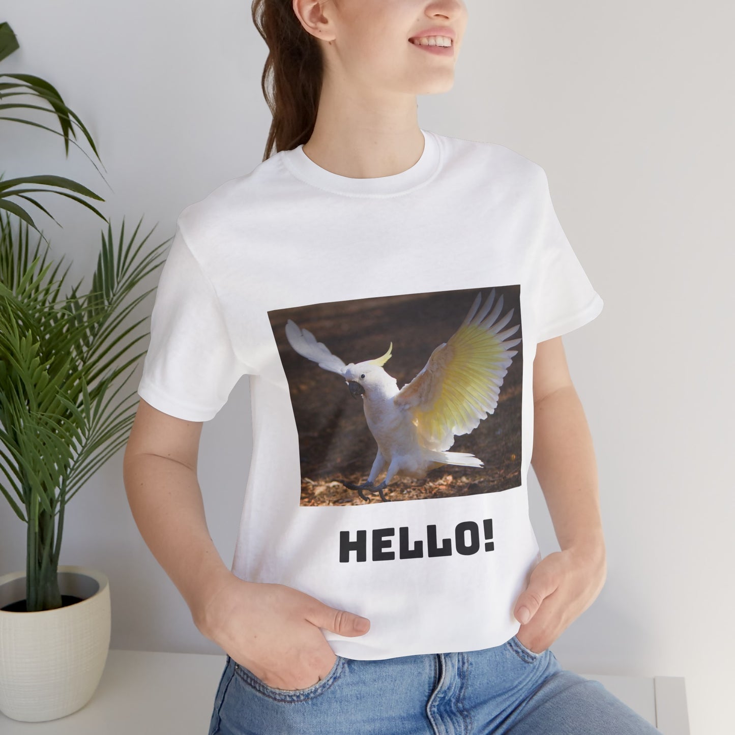 Umbrella Cockatoo Hello Unisex Jersey T-Shirt