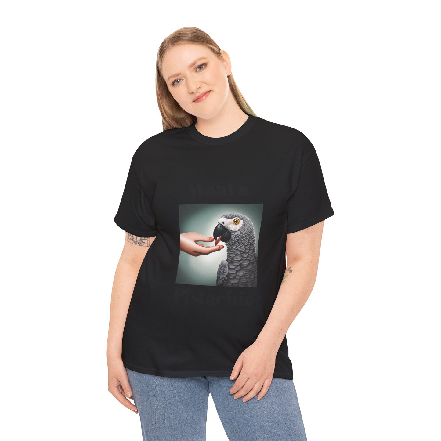 African Grey Want A Pistachio Unisex Heavy Cotton Tee