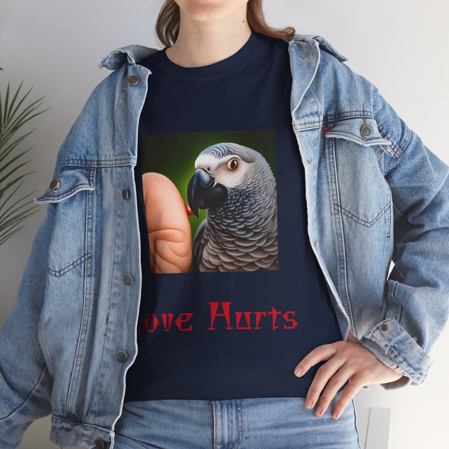 African Grey Love Hurts Unisex Heavy Cotton Tee