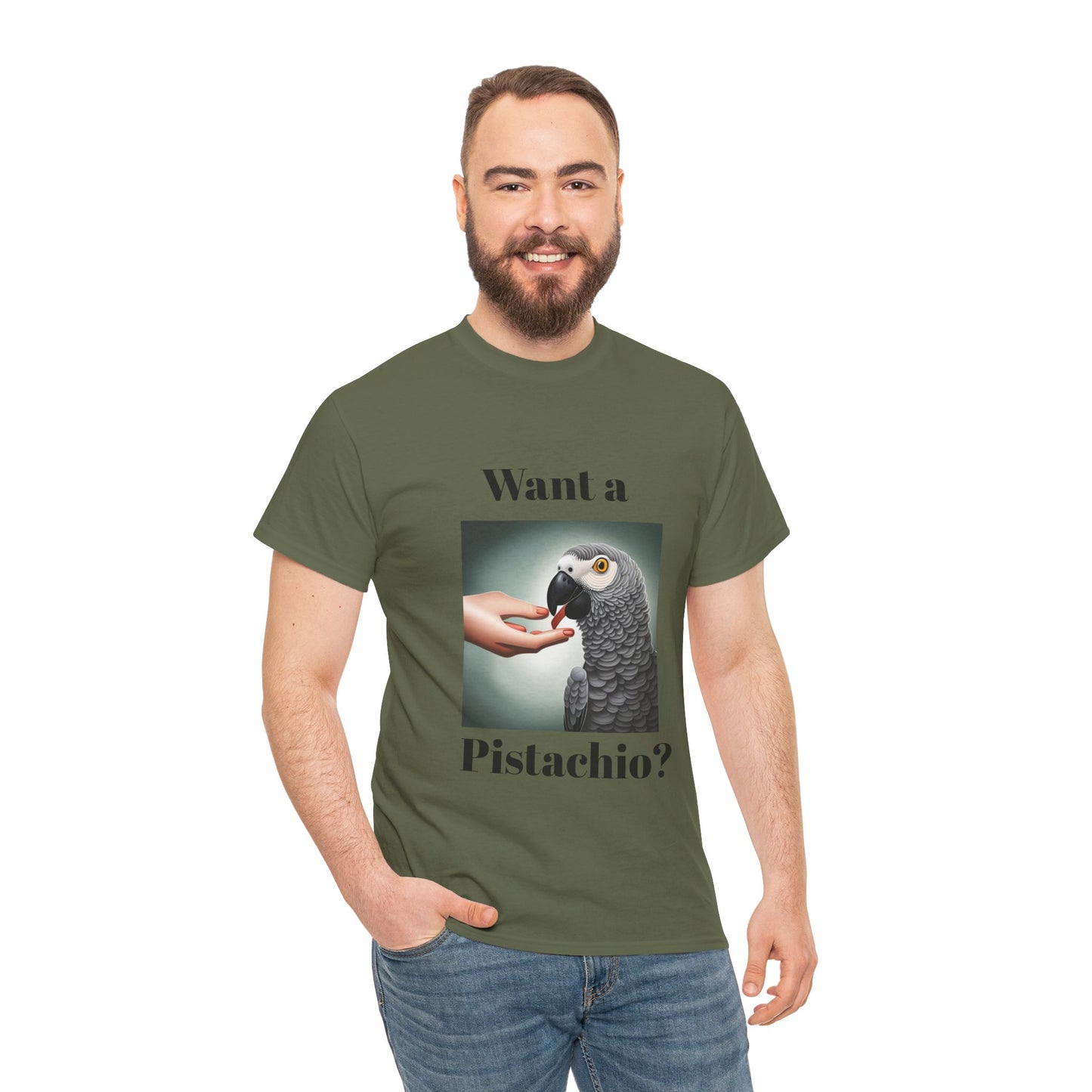 African Grey Want A Pistachio Unisex Heavy Cotton Tee