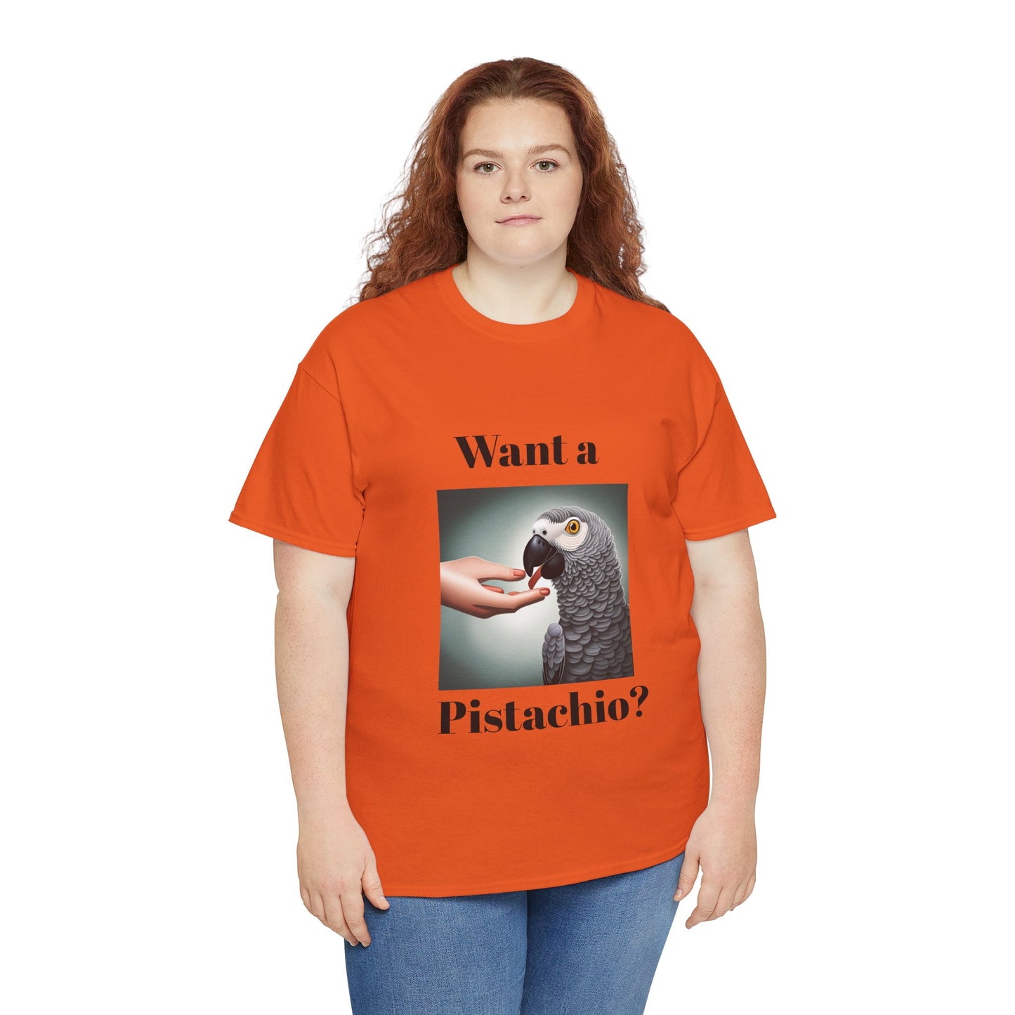 African Grey Want A Pistachio Unisex Heavy Cotton Tee