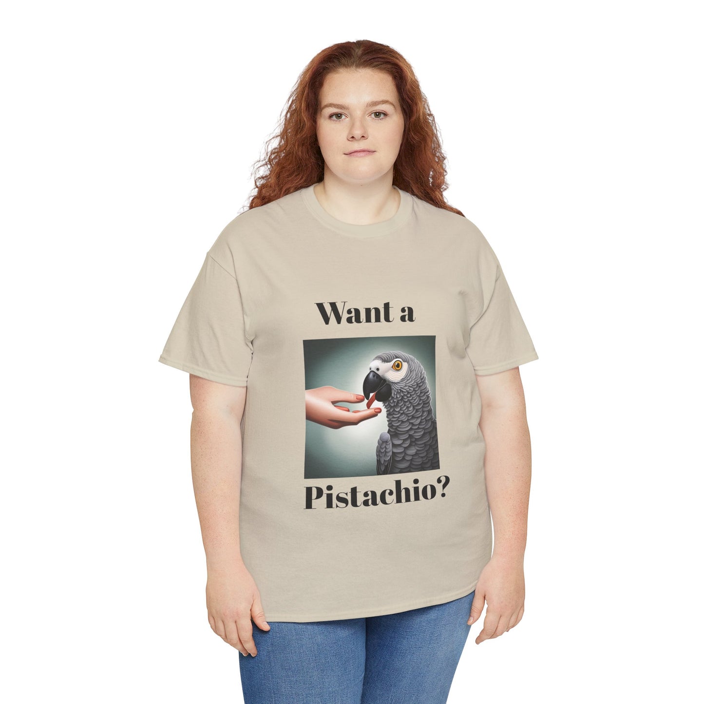 African Grey Want A Pistachio Unisex Heavy Cotton Tee