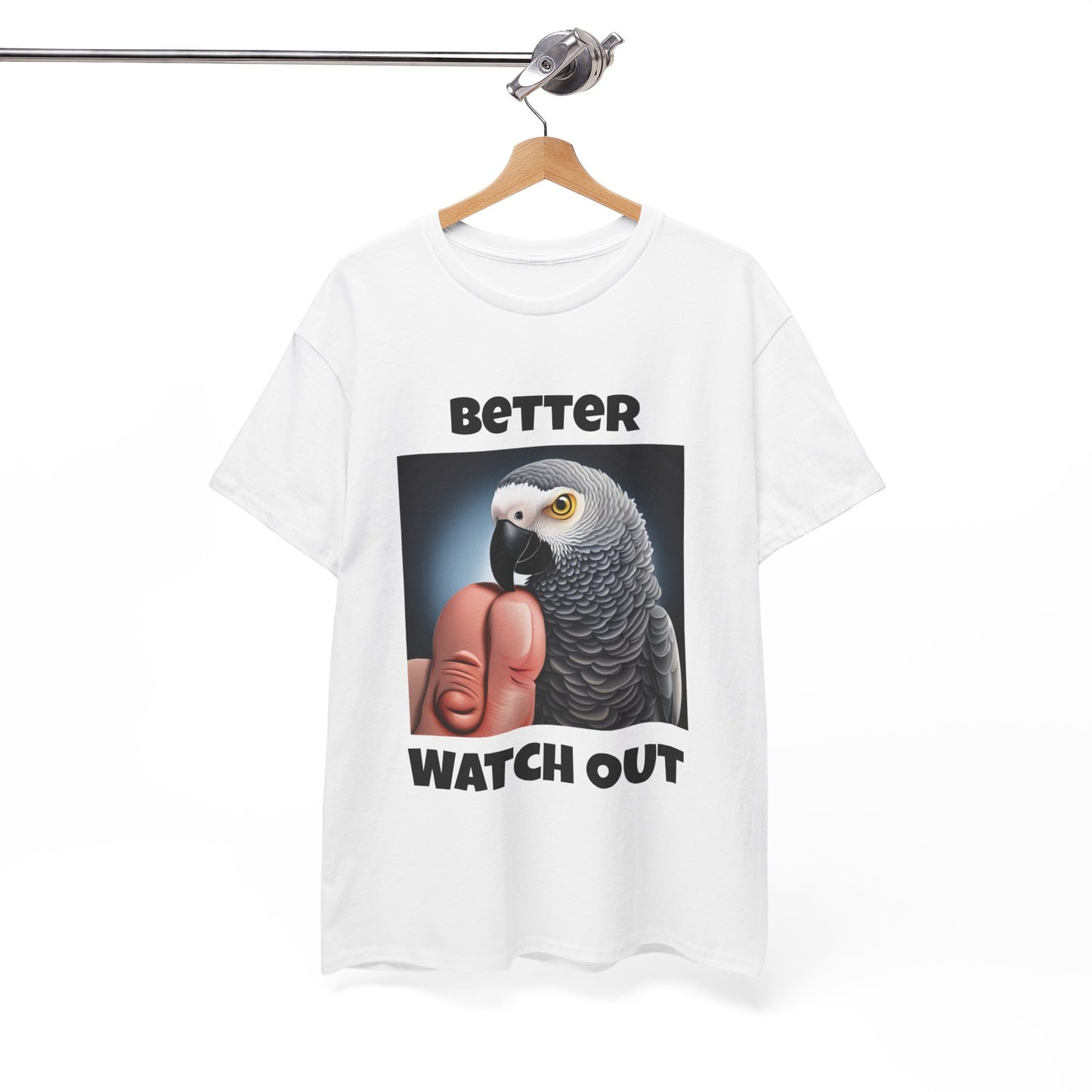 African Grey "Watch Out" Unisex Heavy Cotton Tee