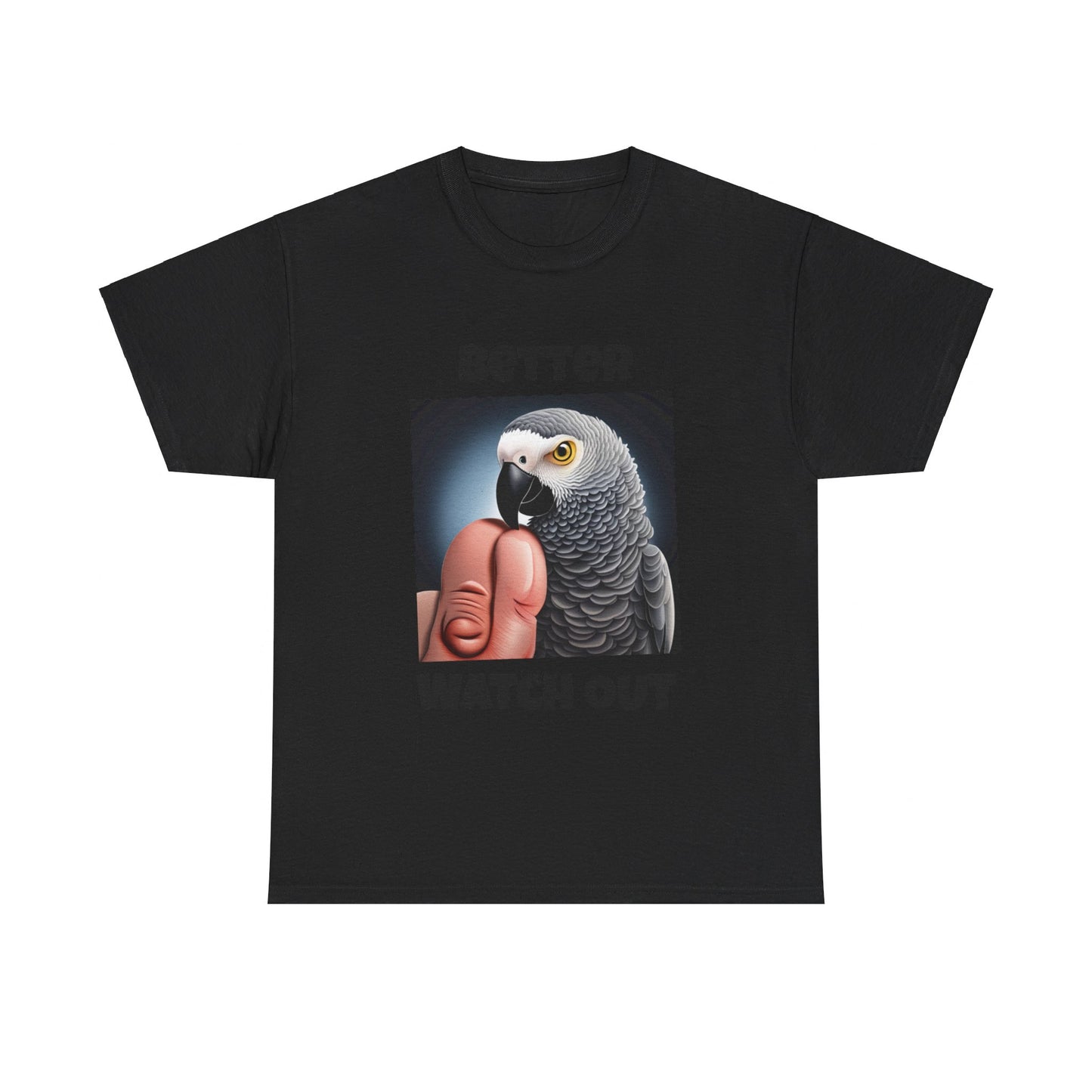 African Grey "Watch Out" Unisex Heavy Cotton Tee