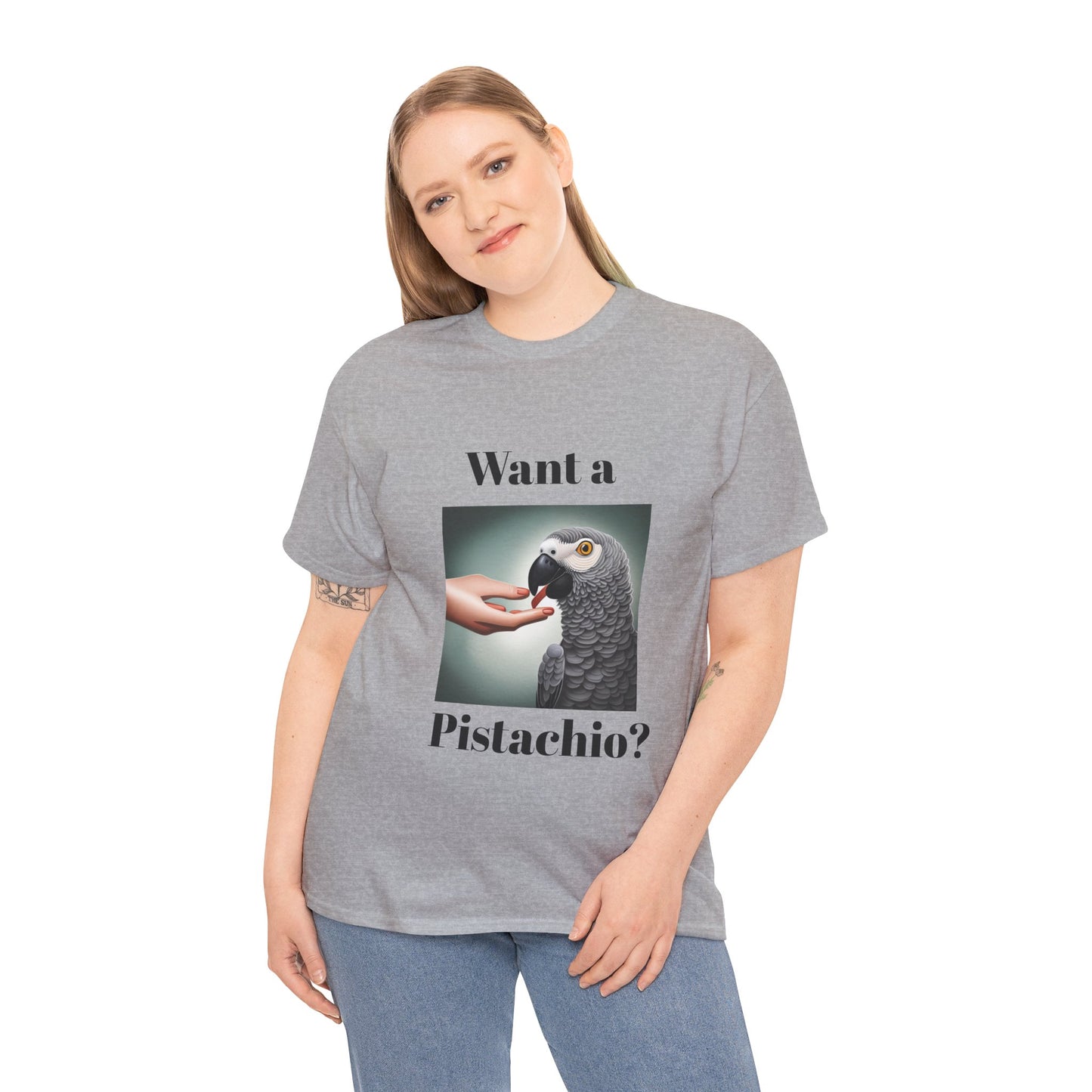 African Grey Want A Pistachio Unisex Heavy Cotton Tee