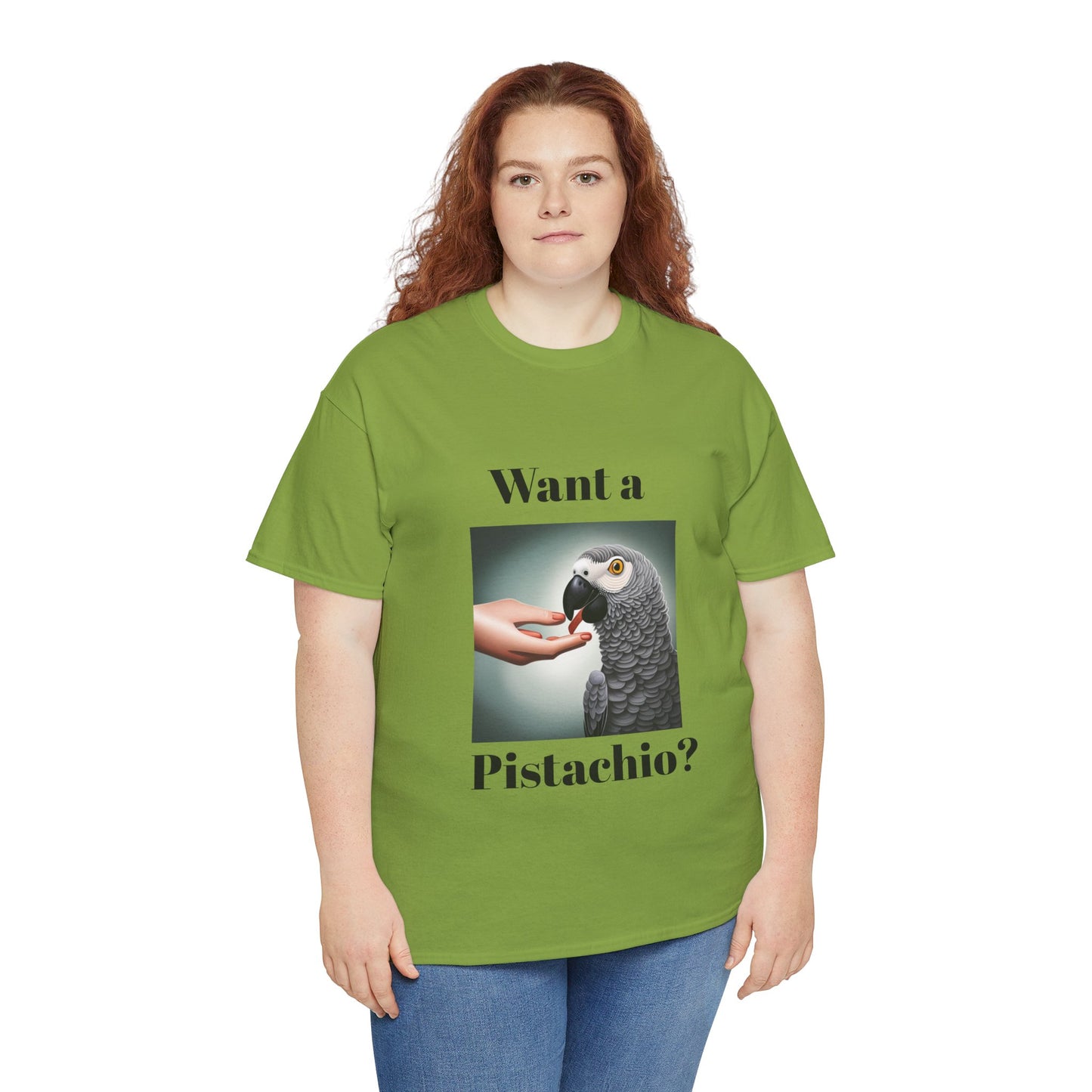 African Grey Want A Pistachio Unisex Heavy Cotton Tee