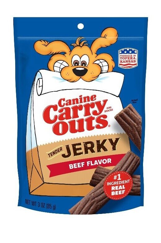 Canine Carry Outs Tender Jerky Dog Treat Beef Flavor Dog Chews 3 Ounces Made In USA