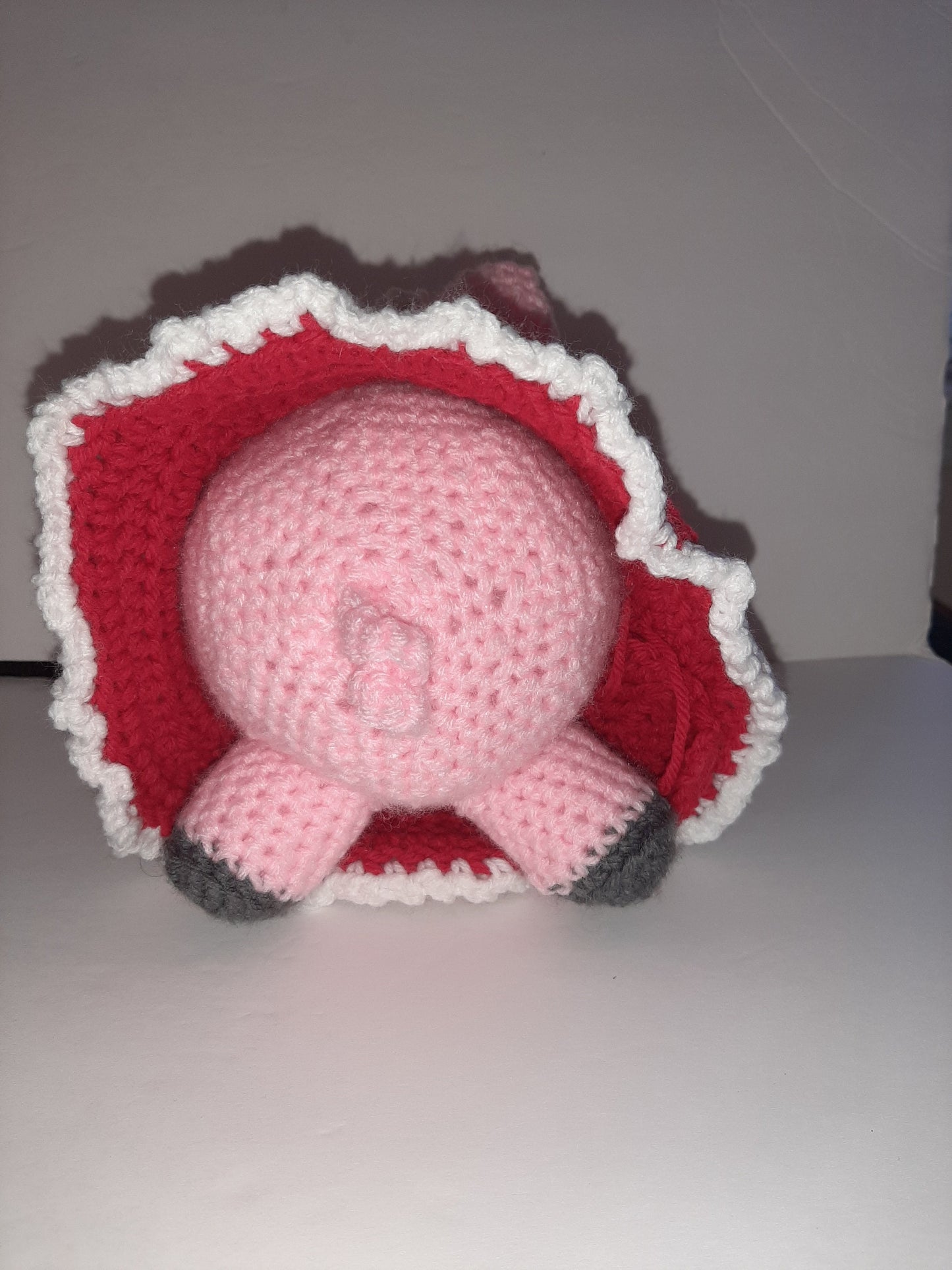 Pink Amigurumi Pig in a Red Removable Skirt  6" Tall Safe Eyes