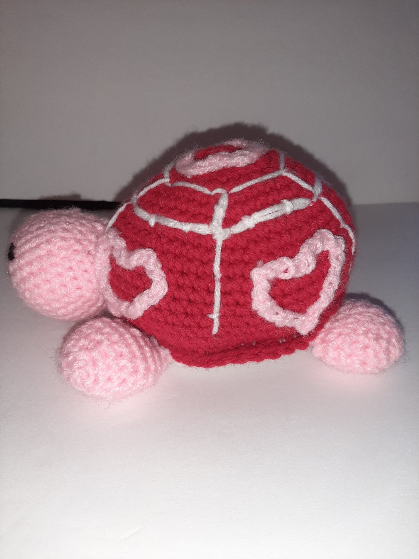 Amigurumi Heart Turtle Pink and Red Eyes Are Crocheted Safe 8" Long