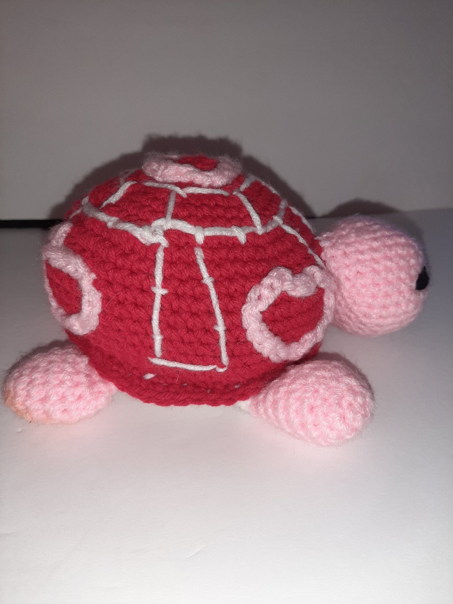 Amigurumi Heart Turtle Pink and Red Eyes Are Crocheted Safe 8" Long