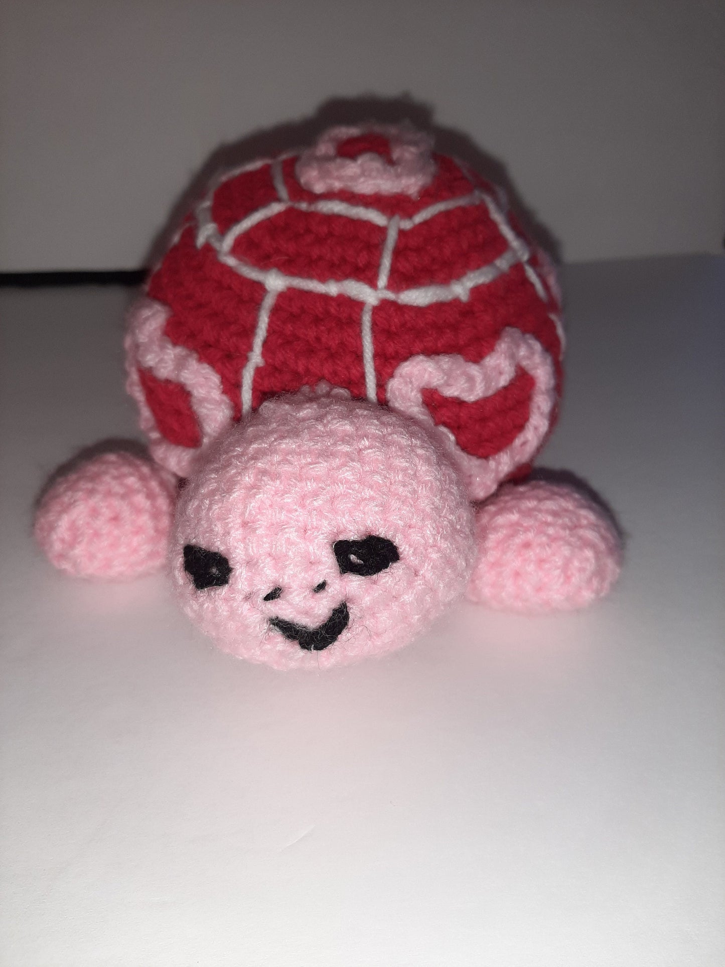 Amigurumi Heart Turtle Pink and Red Eyes Are Crocheted Safe 8" Long