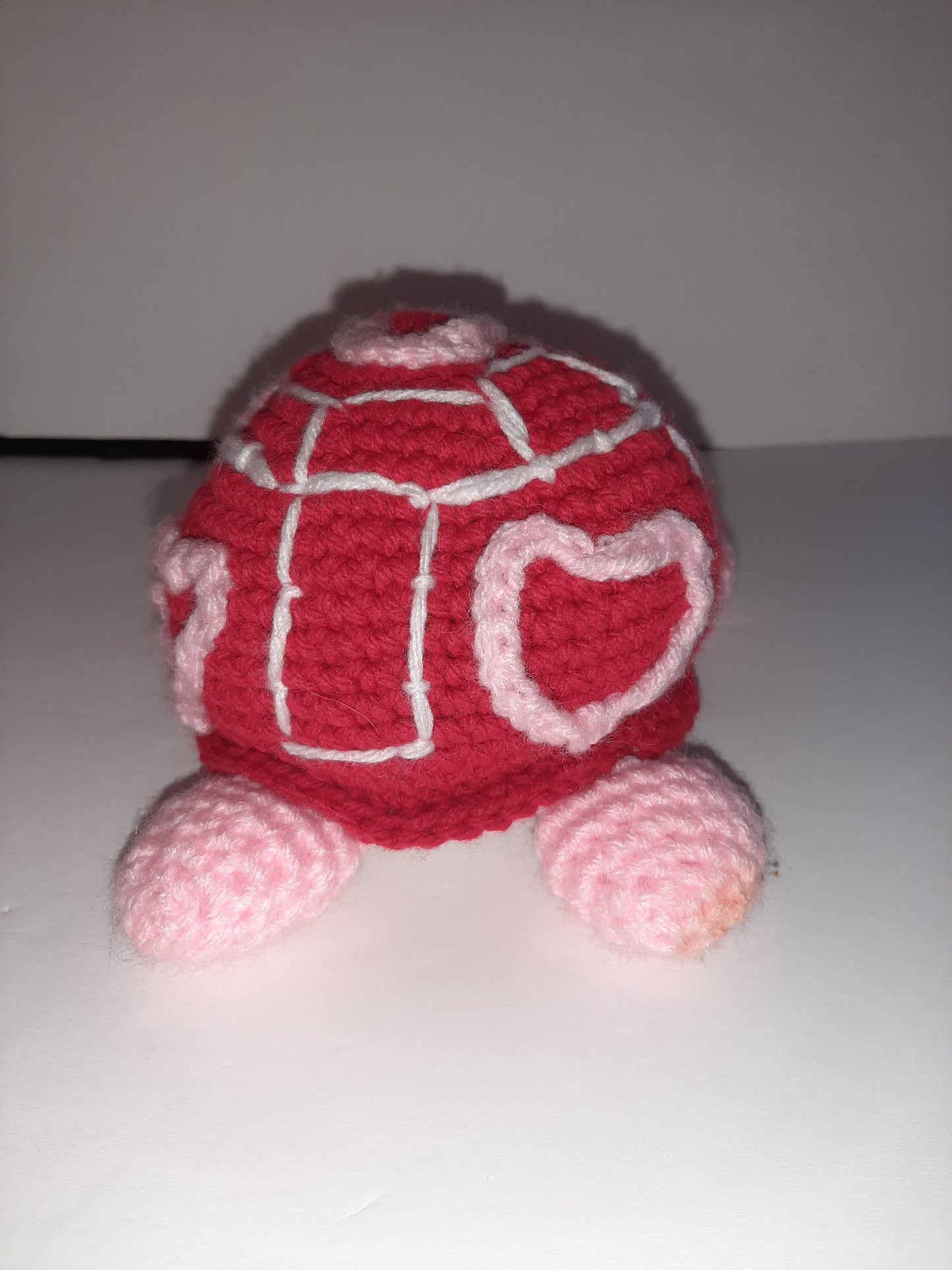 Amigurumi Heart Turtle Pink and Red Eyes Are Crocheted Safe 8" Long